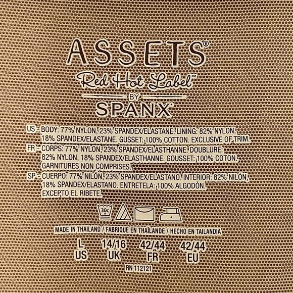 Assets Red Hot Label Spanx Open Bust Mid Thigh Body Briefer Shapewear Women's L - Picture 3 of 11